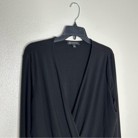 INC Womens Black V-Neck Long Sleeve Faux Wrap Jersey Bodysuit Plus Size 1X - Picture 2 of 8